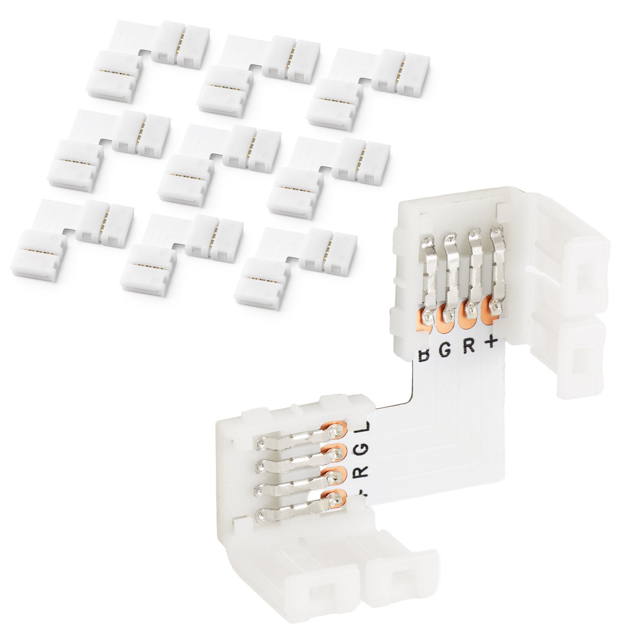 10 x LED RGB Strip Corner Connector Quick Plug L Set